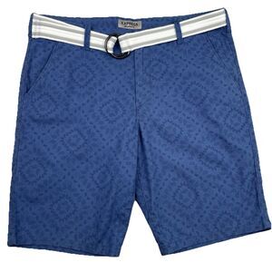 NWT Express Men’s Belted Chino Shorts Modern Fit Paisley Blue-33